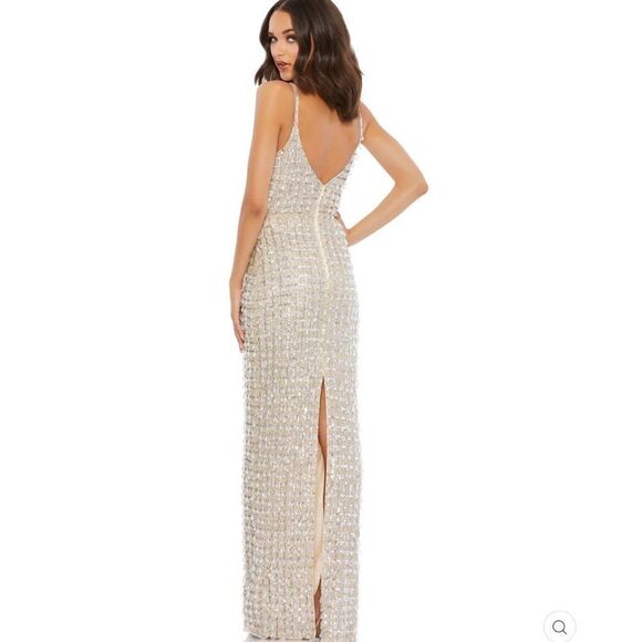 Mac Duggal 5394 Womens Chandelier EMBELLISHED CRYSTAL V-NECK GOWN Dress - Picture 4 of 16